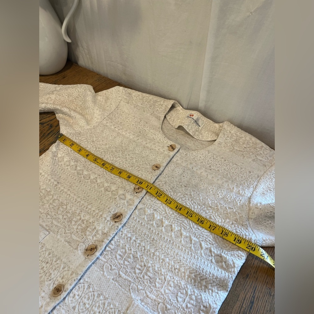 MARIE CLAIRE Cream Vintage Textured Cardigan Size M - Picture 10 of 11